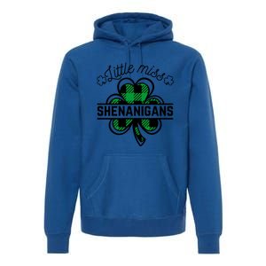 Little Miss Shenanigans Patrick's Day Leopard Shamrock Irish Meaningful Gift Premium Hoodie