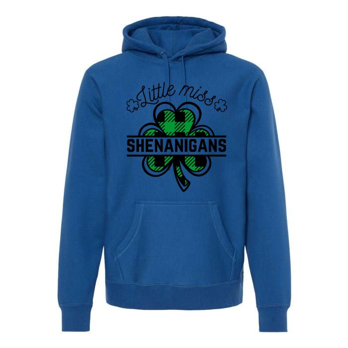 Little Miss Shenanigans Patrick's Day Leopard Shamrock Irish Meaningful Gift Premium Hoodie