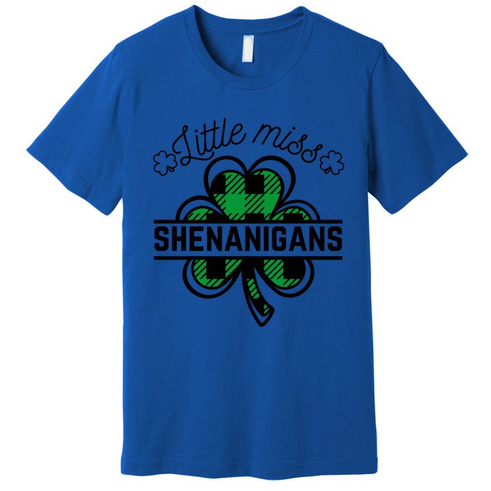 Little Miss Shenanigans Patrick's Day Leopard Shamrock Irish Meaningful Gift Premium T-Shirt