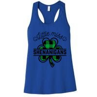 Little Miss Shenanigans Patrick's Day Leopard Shamrock Irish Meaningful Gift Women's Racerback Tank