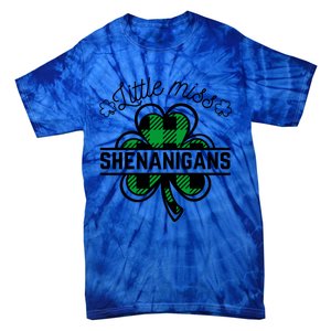 Little Miss Shenanigans Patrick's Day Leopard Shamrock Irish Meaningful Gift Tie-Dye T-Shirt