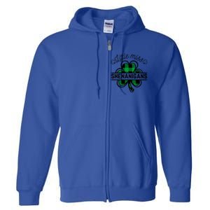 Little Miss Shenanigans Patrick's Day Leopard Shamrock Irish Meaningful Gift Full Zip Hoodie