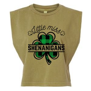 Little Miss Shenanigans Patrick's Day Leopard Shamrock Irish Meaningful Gift Garment-Dyed Women's Muscle Tee