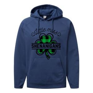 Little Miss Shenanigans Patrick's Day Leopard Shamrock Irish Meaningful Gift Performance Fleece Hoodie