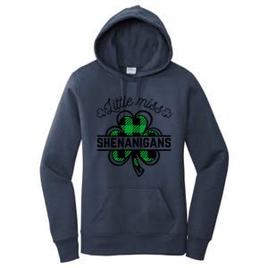 Little Miss Shenanigans Patrick's Day Leopard Shamrock Irish Meaningful Gift Women's Pullover Hoodie