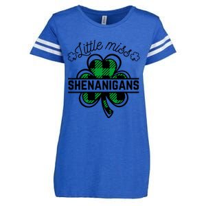 Little Miss Shenanigans Patrick's Day Leopard Shamrock Irish Meaningful Gift Enza Ladies Jersey Football T-Shirt