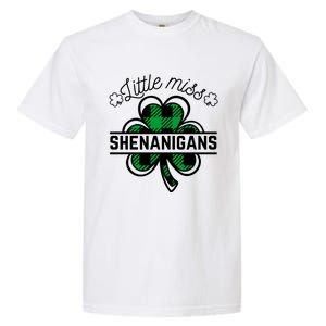 Little Miss Shenanigans Patrick's Day Leopard Shamrock Irish Meaningful Gift Garment-Dyed Heavyweight T-Shirt