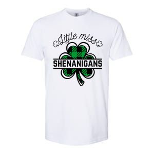 Little Miss Shenanigans Patrick's Day Leopard Shamrock Irish Meaningful Gift Softstyle CVC T-Shirt