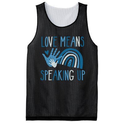 Love Means Speaking Up National Child Abuse Prevention Month Mental Health Mesh Reversible Basketball Jersey Tank