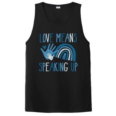 Love Means Speaking Up National Child Abuse Prevention Month Mental Health PosiCharge Competitor Tank