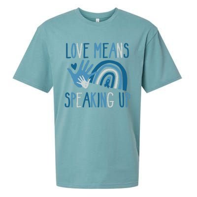 Love Means Speaking Up National Child Abuse Prevention Month Mental Health Sueded Cloud Jersey T-Shirt