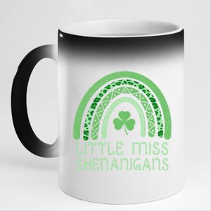 Little Miss Shenanigans St Patrick's Day Clover Rainbow Gift 11oz Black Color Changing Mug