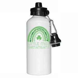 Little Miss Shenanigans St Patrick's Day Clover Rainbow Gift Aluminum Water Bottle