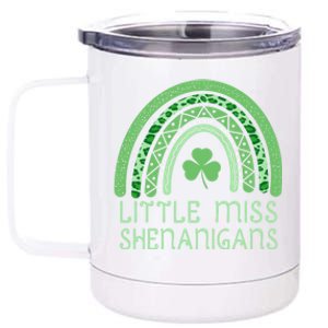 Little Miss Shenanigans St Patrick's Day Clover Rainbow Gift 12 oz Stainless Steel Tumbler Cup