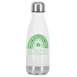 Little Miss Shenanigans St Patrick's Day Clover Rainbow Gift Stainless Steel Insulated Water Bottle