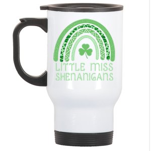 Little Miss Shenanigans St Patrick's Day Clover Rainbow Gift Stainless Steel Travel Mug