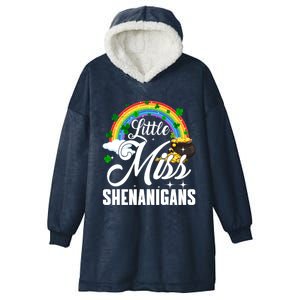 Little Miss Shenanigans Rainbow St Patricks Day Gift Hooded Wearable Blanket