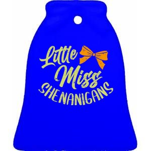 Little Miss Shenanigans Saint Patricks Day Great Gift Ceramic Bell Ornament