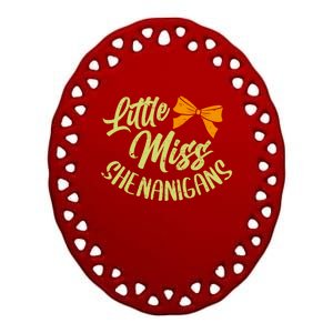 Little Miss Shenanigans Saint Patricks Day Great Gift Ceramic Oval Ornament