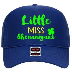 Little Miss Shenanigans St Patrick's Day Irish Gift High Crown Mesh Back Trucker Hat