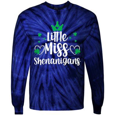 Little Miss Shenanigans St Patricks Day Tie-Dye Long Sleeve Shirt