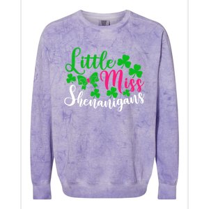 Little Miss Shenanigans Funny Gift Funny St Patricks Day Shamrock Gift Colorblast Crewneck Sweatshirt