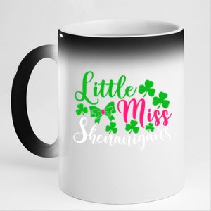 Little Miss Shenanigans Funny Gift Funny St Patricks Day Shamrock Gift 11oz Black Color Changing Mug