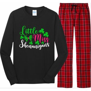 Little Miss Shenanigans Funny Gift Funny St Patricks Day Shamrock Gift Long Sleeve Pajama Set