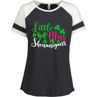 Little Miss Shenanigans Funny Gift Funny St Patricks Day Shamrock Gift Enza Ladies Jersey Colorblock Tee