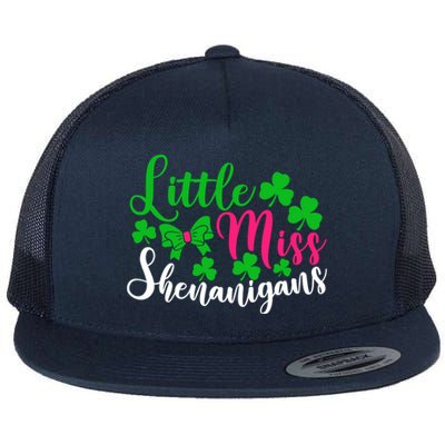 Little Miss Shenanigans Funny Gift Funny St Patricks Day Shamrock Gift Flat Bill Trucker Hat