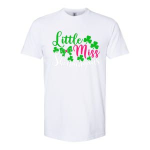 Little Miss Shenanigans Funny Gift Funny St Patricks Day Shamrock Gift Softstyle CVC T-Shirt