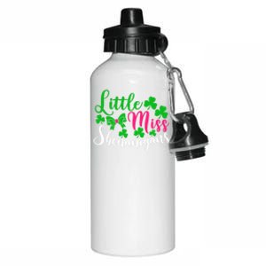 Little Miss Shenanigans Funny Gift Funny St Patricks Day Shamrock Gift Aluminum Water Bottle