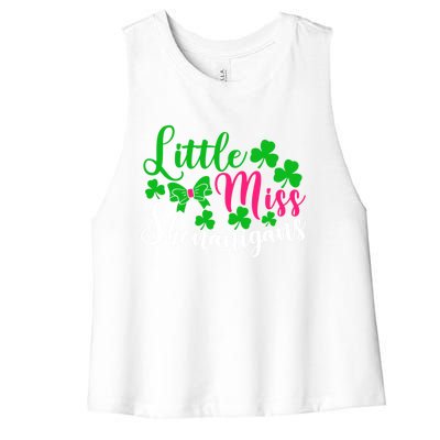 Little Miss Shenanigans Funny Gift Funny St Patricks Day Shamrock Gift Women's Racerback Cropped Tank