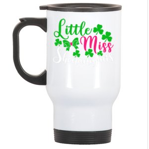 Little Miss Shenanigans Funny Gift Funny St Patricks Day Shamrock Gift Stainless Steel Travel Mug