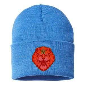 Lion Moroccan Soccer Supporter Morocco Flag Soccer Lover Gift Sustainable Knit Beanie