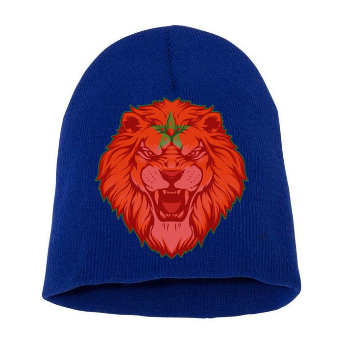 Lion Moroccan Soccer Supporter Morocco Flag Soccer Lover Gift Short Acrylic Beanie