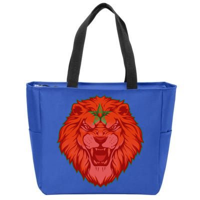 Lion Moroccan Soccer Supporter Morocco Flag Soccer Lover Gift Zip Tote Bag