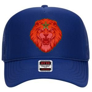 Lion Moroccan Soccer Supporter Morocco Flag Soccer Lover Gift High Crown Mesh Back Trucker Hat