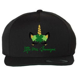 Little Miss Shenanigans Unicorn St Patrick's Day Cool Gift Wool Snapback Cap