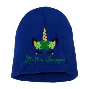 Little Miss Shenanigans Unicorn St Patrick's Day Cool Gift Short Acrylic Beanie