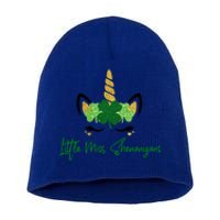 Little Miss Shenanigans Unicorn St Patrick's Day Cool Gift Short Acrylic Beanie