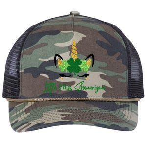 Little Miss Shenanigans Unicorn St Patrick's Day Cool Gift Retro Rope Trucker Hat Cap