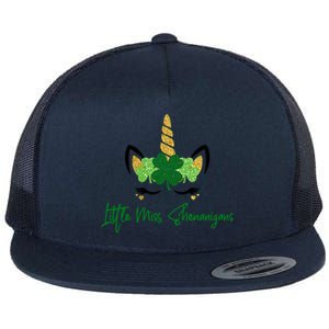 Little Miss Shenanigans Unicorn St Patrick's Day Cool Gift Flat Bill Trucker Hat