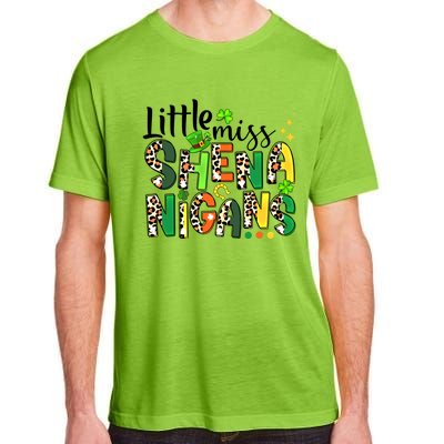 Little Miss Shenanigans Leopard Shamrock St Patrick's Day Gift Adult ChromaSoft Performance T-Shirt