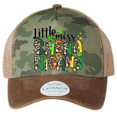 Little Miss Shenanigans Leopard Shamrock St Patrick's Day Gift Legacy Tie Dye Trucker Hat