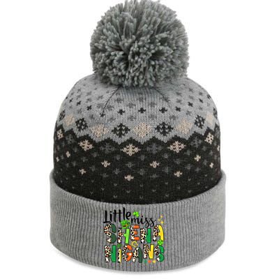 Little Miss Shenanigans Leopard Shamrock St Patrick's Day Gift The Baniff Cuffed Pom Beanie