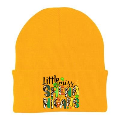 Little Miss Shenanigans Leopard Shamrock St Patrick's Day Gift Knit Cap Winter Beanie