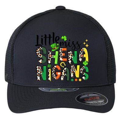 Little Miss Shenanigans Leopard Shamrock St Patrick's Day Gift Flexfit Unipanel Trucker Cap