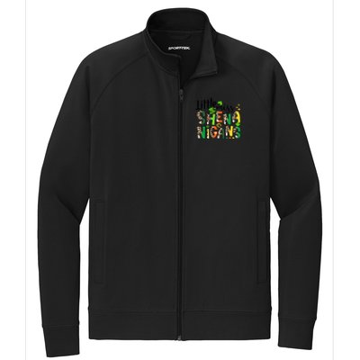 Little Miss Shenanigans Leopard Shamrock St Patrick's Day Gift Stretch Full-Zip Cadet Jacket