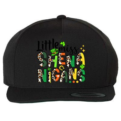 Little Miss Shenanigans Leopard Shamrock St Patrick's Day Gift Wool Snapback Cap